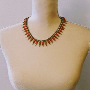 Orange & Gold Crystal Necklace